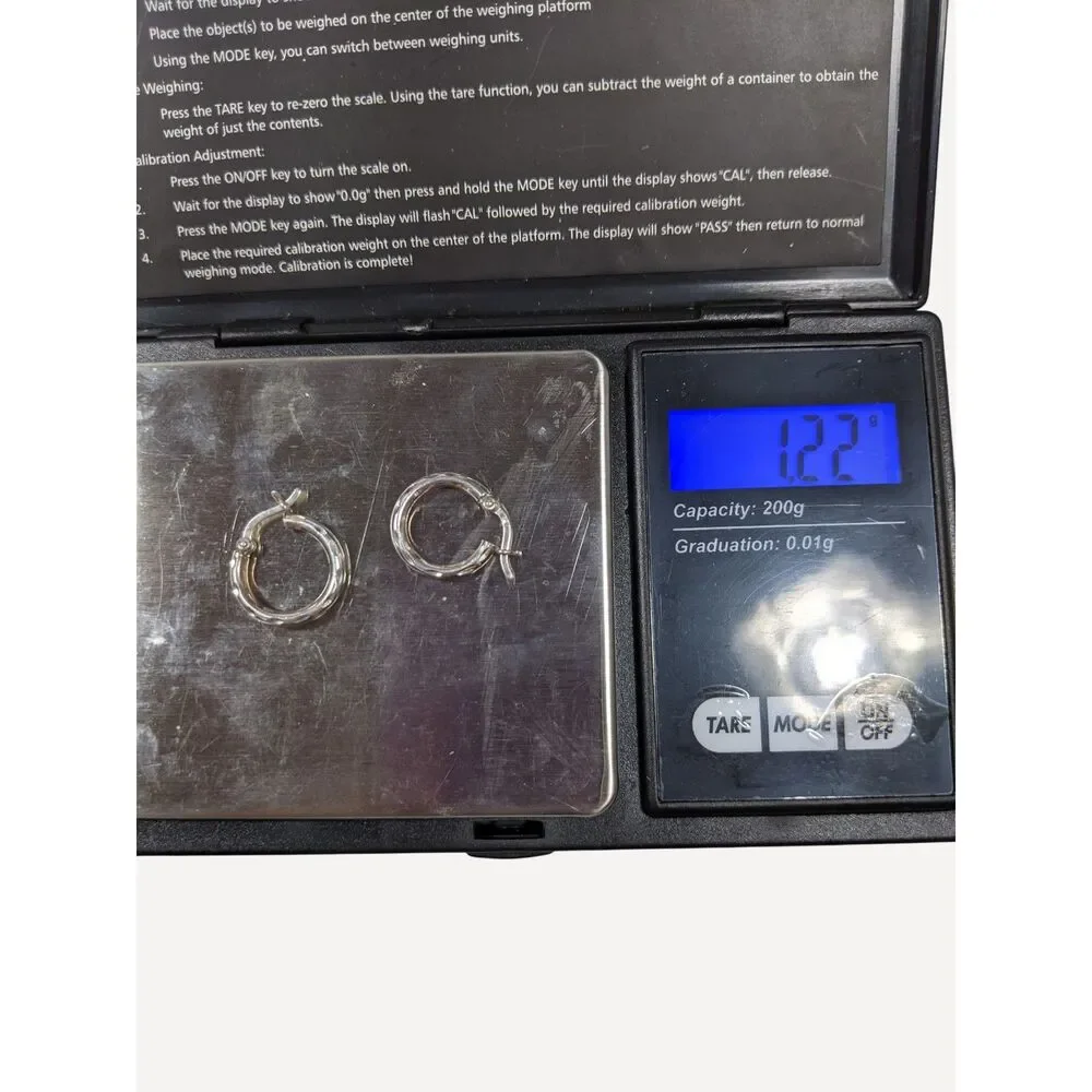 Sterling Silver Hoop Earrings Diamond Cut Small 16mm Preppy Coquette Whimsigoth